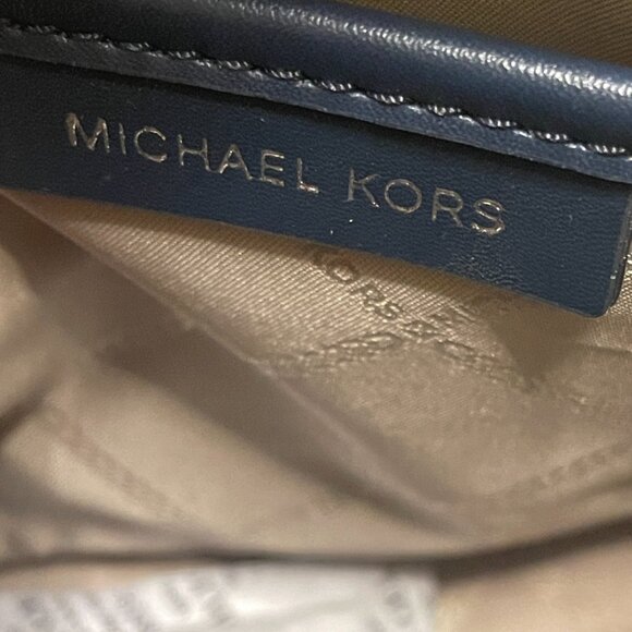 Michael Kors Rhea Mini Color-Block Logo Chambry/Navy Backpack - Picture 13 of 15